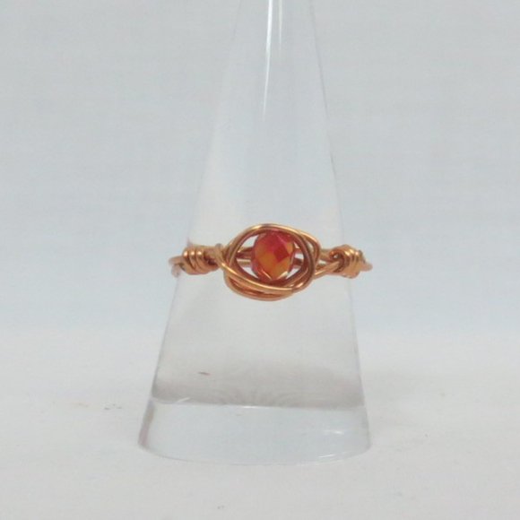 New Copper Wrapped Sun Crystal Hand Crafted Ring - Picture 3 of 9
